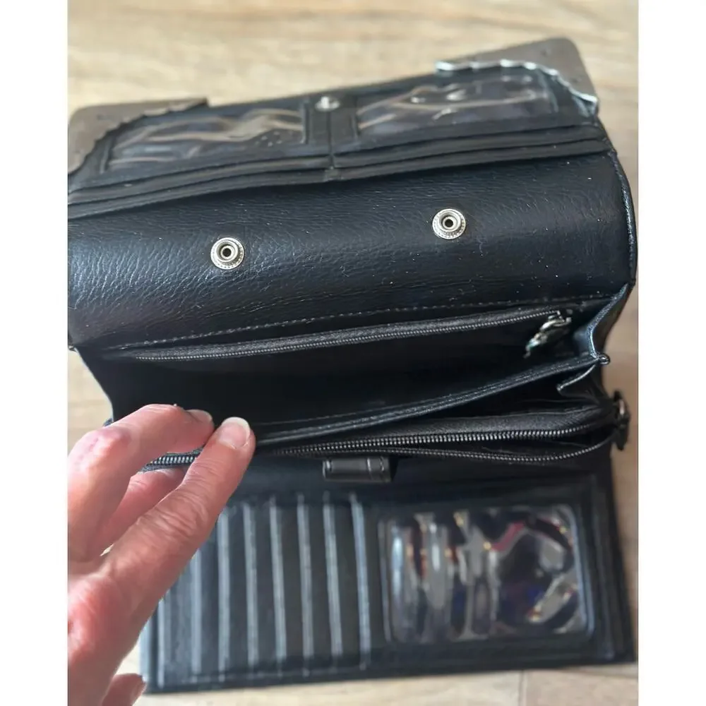 Brighton Black Crocodile embossed Wallet Clutch Vintage - Picture 7 of 13